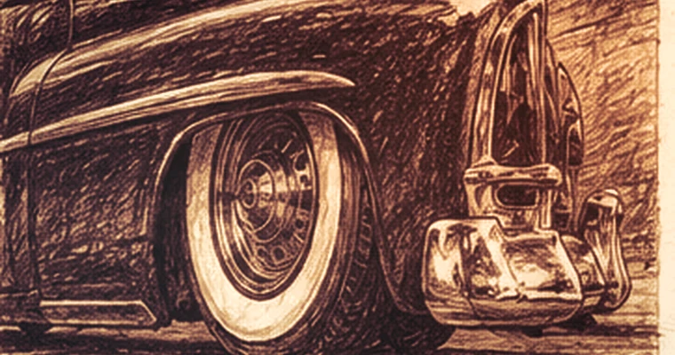 Airbrushed automotive-themed illustration for accessories