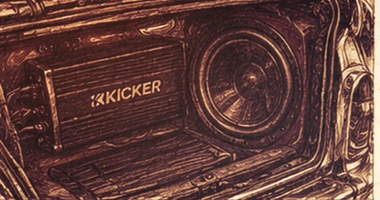 Airbrushed automotive-themed illustration for car audio