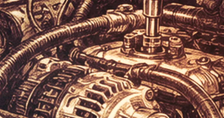 Airbrushed automotive-themed illustration for mechanical repair